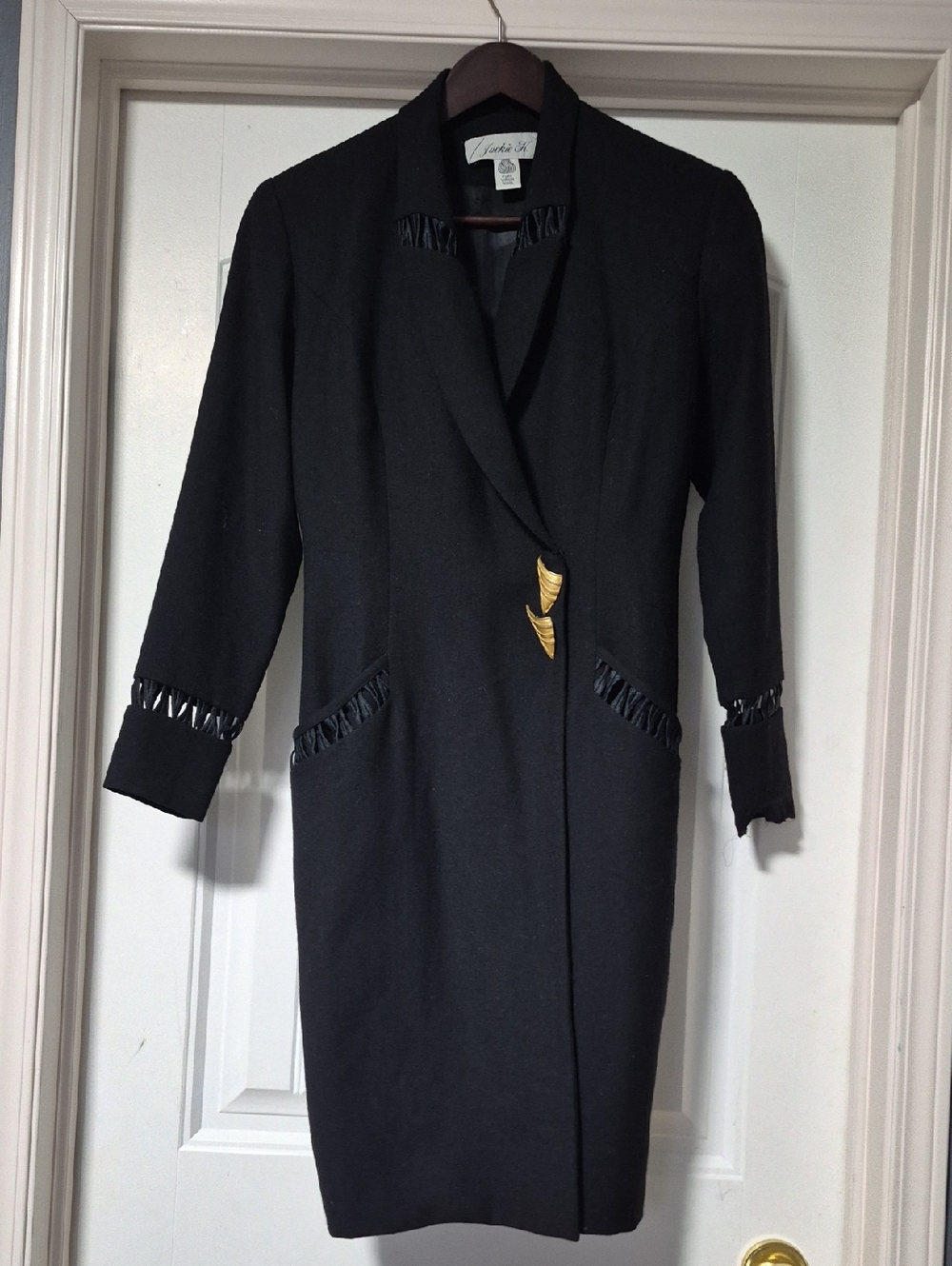 Vintage Jackie K. virgin wool Dress With Gold Accents